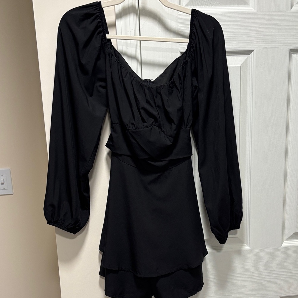 Elegant Black Long Sleeve Dress